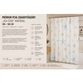   Premium PEVA shower curtain „Sea Star” with pattern – 180 × 180 cm