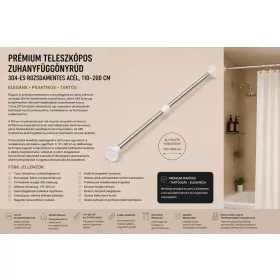   Premium telescopic shower curtain rod – 304 stainless steel, 110–200 cm