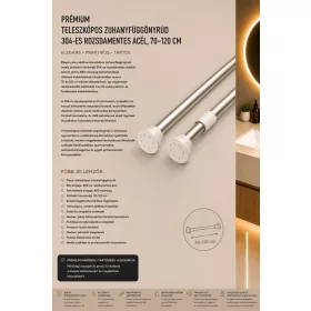   Premium telescopic shower curtain rod – 304 stainless steel, 70–120 cm