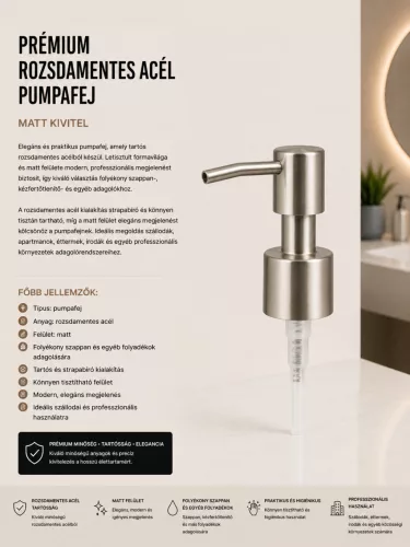 Premium stainless steel pump head – matt finish