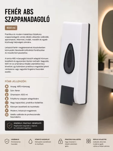 white ABS soap dispenser – 600 ml