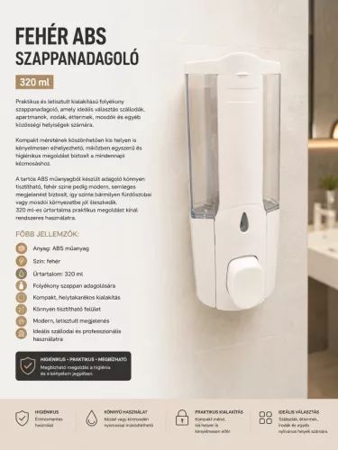 white ABS soap dispenser – 320 ml