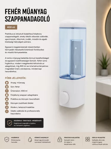 white plastic soap dispenser – 400 ml
