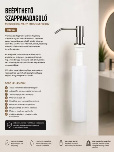built-in basin and sink soap dispenser – 300 ml