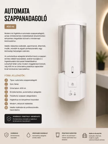 automatic soap dispenser – white, 400 ml