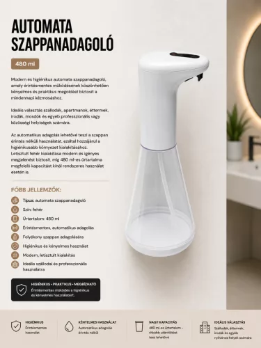 automatic soap dispenser – white, 480 ml
