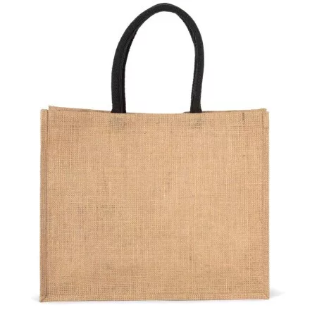 Kimood jute bag, Natural/Black, U – price includes logo printing