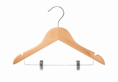Children's wooden coat hanger with trouser presser