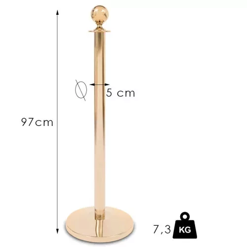 Rope barrier post gold coloured, 7.3kg (KOA)