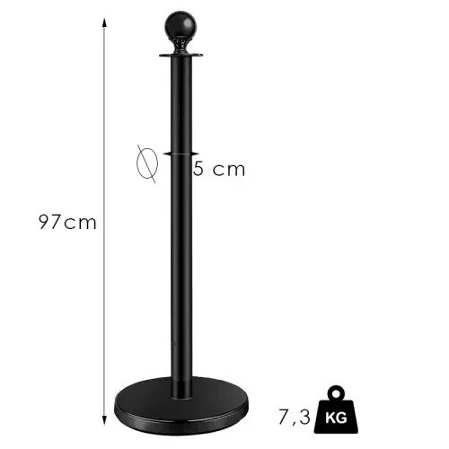 Rope barrier post black, 7.3kg (KOB)