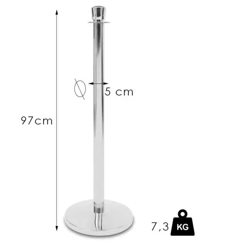 Rope barrier post chrome coloured, 7.3kg (KOK)