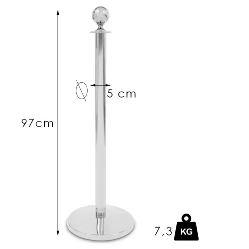 Chrome rope barrier post, 7.3kg (KOKC)
