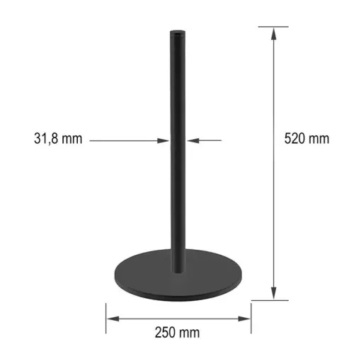 Museum rope barrier post in black, 3.7kg (MOB)