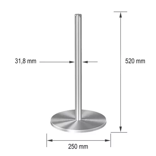 Museum rope barrier post in chrome, 3.7kg (MOK)