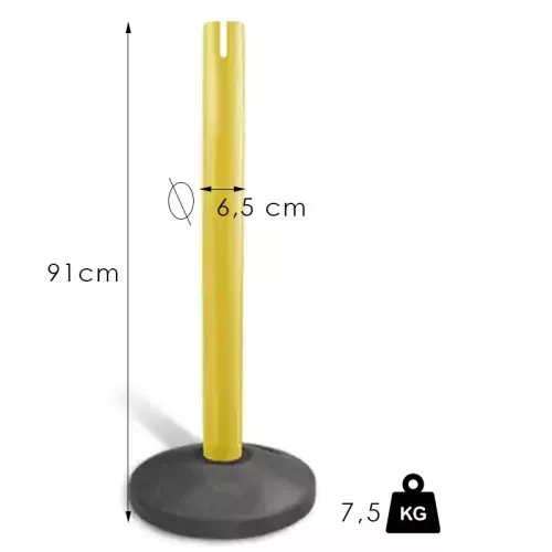 Standard retractable Belt barrier, 2.4m, without belt (NO-yellow)