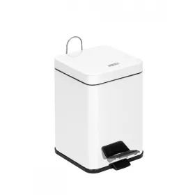 Mediclinics cube, steel pedal dustbin 6L - white