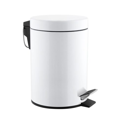 Mediclinics round, pedal dustbin - steel - 3L white