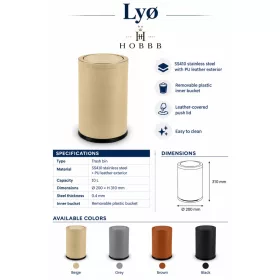 HOBBB Lyø guest room waste bin, 10 l