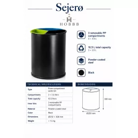 HOBBB Sejerø recycling guest room waste bin, 10 l