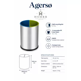 HOBBB Agersø recycling guest room waste bin, 10 l