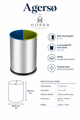 HOBBB Agersø recycling guest room waste bin, 10 l