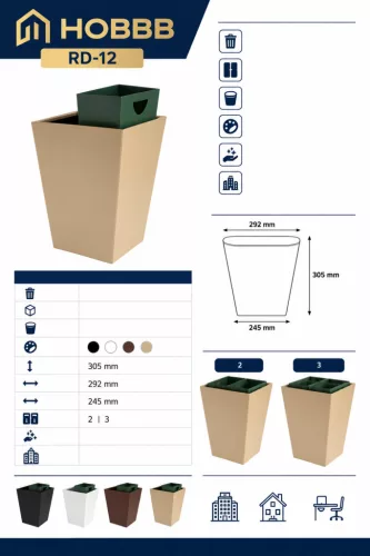 HOBBB Strynø guest room waste bin, black