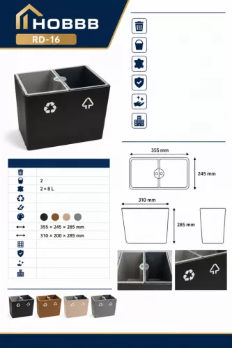 HOBBB Barsø recycling guest room waste bin, 16 l