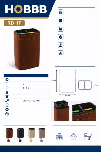 HOBBB Drejø recycling guest room waste bin, 12 l