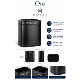 HOBBB Orø recycling guest room waste bin, 12 l