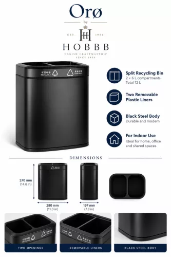HOBBB Orø recycling guest room waste bin, 12 l