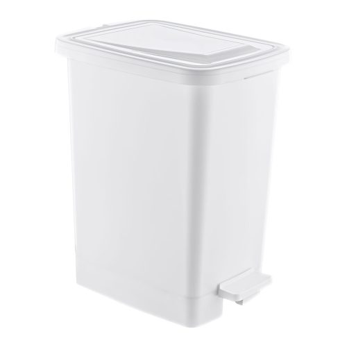 Slim Plastic pedal bin, white, 25L
