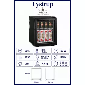 HOBBB Lystrup minibar fridge, 20 l