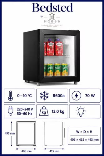 HOBBB Bedsted minibar fridge, 70 W