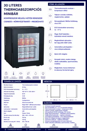 30 litre glass door minibar
