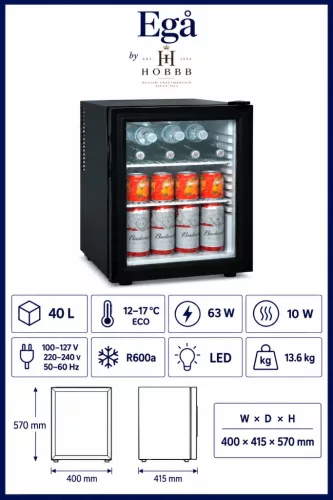 HOBBB Egå minibar fridge, 40 l