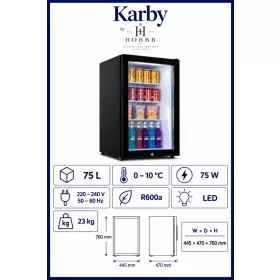 HOBBB Karby minibar fridge, 75 l