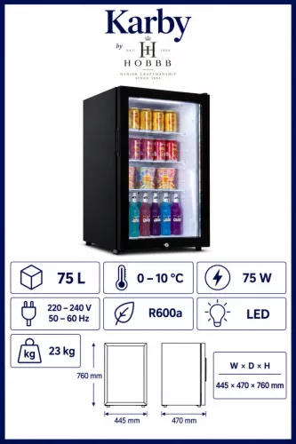 HOBBB Karby minibar fridge, 75 l