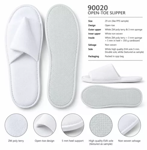 Terry open-toe hotel slippers