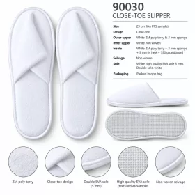 Terry closed-toe hotel slippers