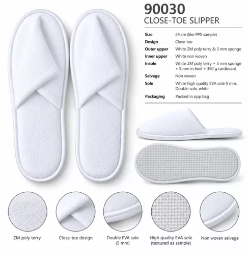 Terry closed-toe hotel slippers