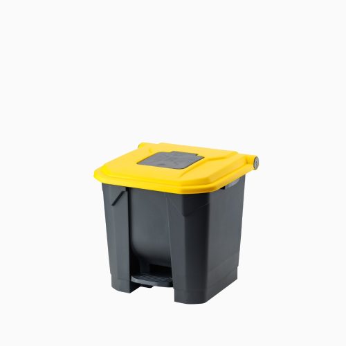 Planet Selective waste collection container, plastic, pedal, black/yellow, 30L