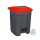 Planet Selective waste collection container, plastic, pedal, anthracite, red, 50L