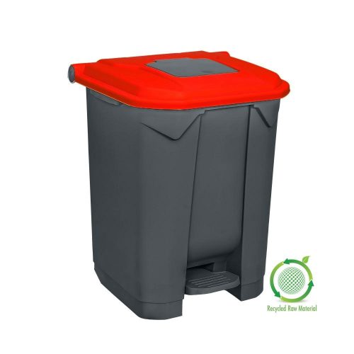 Planet Selective waste collection container, plastic, pedal, anthracite, red, 50L