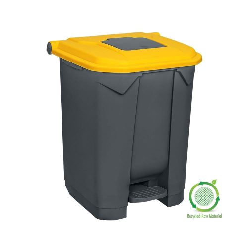 Planet Selective waste collection container, plastic, pedal, anthracite, yellow, 50L