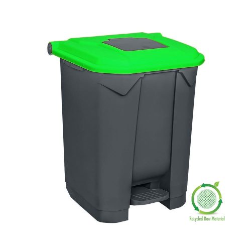 Planet Selective waste collection container, plastic, pedal, anthracite, green, 50L