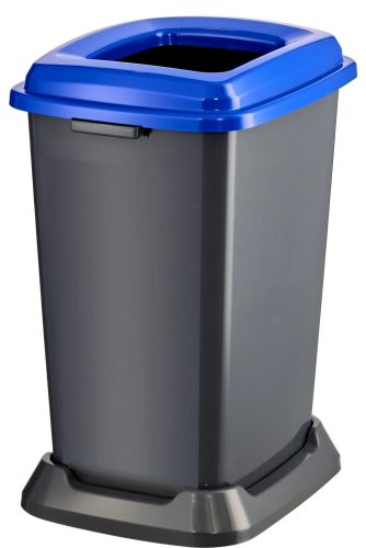 Planet Selective waste collection container, plastic, open lid, blue, 50L