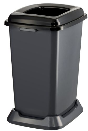 Planet Selective waste collection container, plastic, open lid, black, 50L