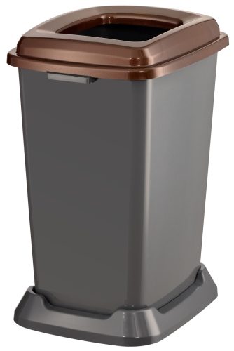 Planet Selective waste collection container, plastic, open lid, brown, 50L