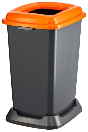 Planet Selective waste collection container, plastic, open lid, orange, 50L