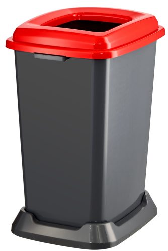 Planet Selective waste collection container, plastic, open lid, red, 50L